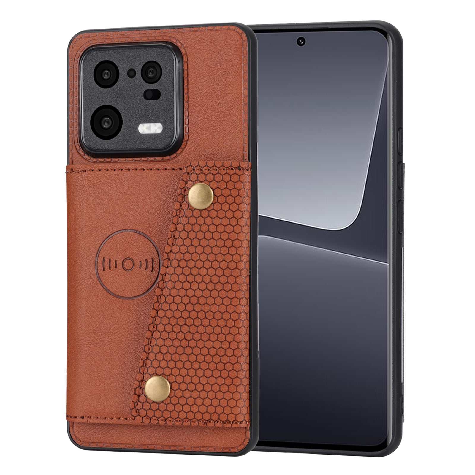 Dual Button Card Slots Case for Xiaomi 13 Pro 5G Kickstand Car Mount Metal Sheet Anti-scratch Leather Coated TPU Back Cover Dual Button Card Slots Case for Xiaomi 13 Pro 5G Kickstand Car Mount Metal Sheet Anti-scratch Leather Coated TPU Back Cover